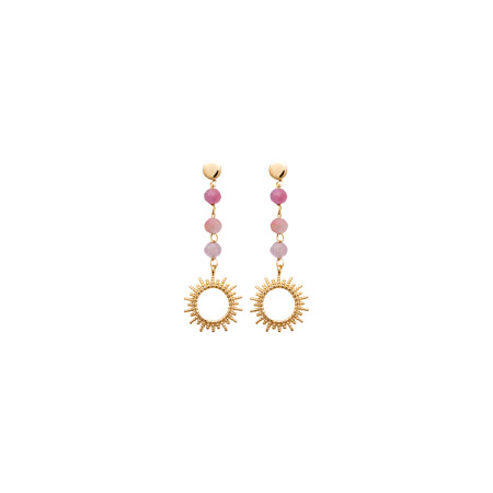 Boucles d'oreilles en plaqué or et tourmalines roses