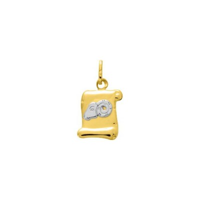 Médaille zodiaque Bélier en or jaune et or blanc