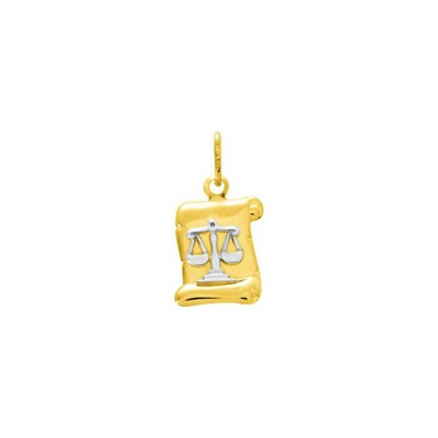 Médaille zodiaque Balance en or jaune et or blanc