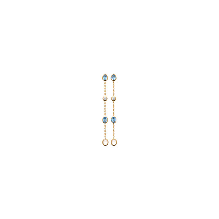 Boucles d'oreilles en plaqué or, oxydes de zirconium et pierres de couleurs