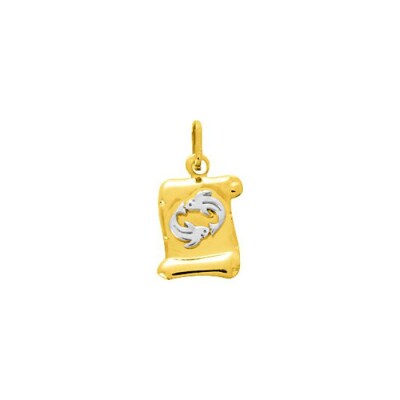 Médaille zodiaque Poissons en or jaune et or blanc