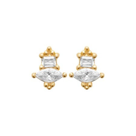 Boucles d'oreilles en plaqué or et oxydes de zirconium