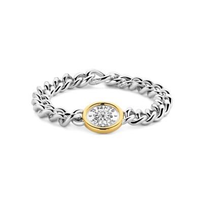 Bracelet Ti Sento en argent doré, argent plaqué platine et oxydes de zirconium