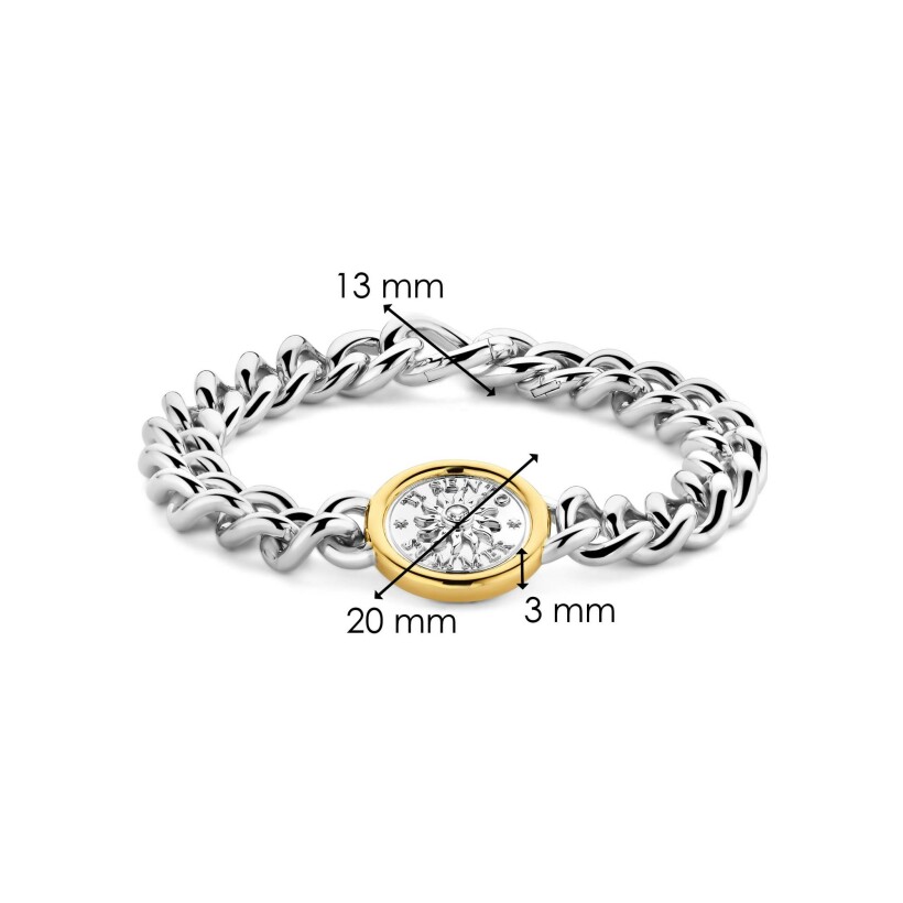 Bracelet Ti Sento en argent doré, argent plaqué platine et oxydes de zirconium