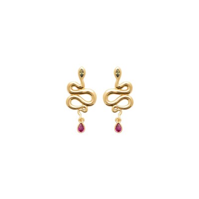 Boucles d'oreilles en plaqué or et pierre synthétique