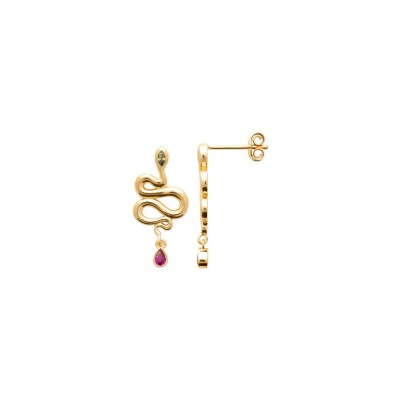 Boucles d'oreilles en plaqué or et pierre synthétique