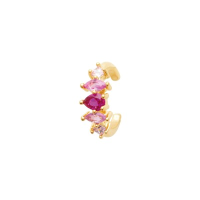 Boucles d'oreilles en plaqué or, oxyde de zirconium et pierre synthétique