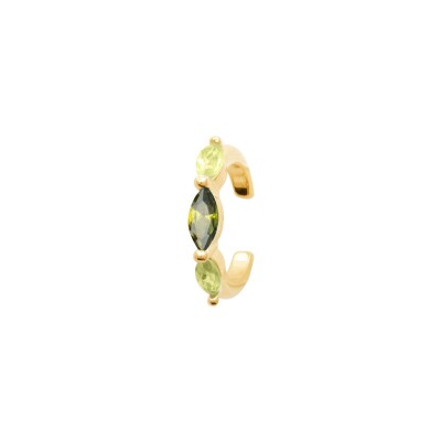 Boucles d'oreilles en plaqué or, oxyde de zirconium et pierre synthétique