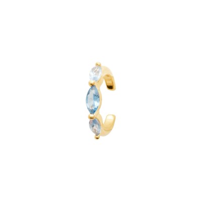 Boucles d'oreilles en plaqué or, oxyde de zirconium et pierre synthétique