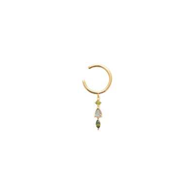 Boucles d'oreilles en plaqué or, oxyde de zirconium et pierre véritable