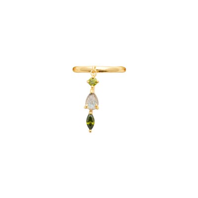 Boucles d'oreilles en plaqué or, oxyde de zirconium et pierre véritable