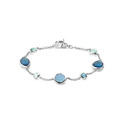 Bracelet Ti Sento en argent plaqué platine et cristal synthétique bleu