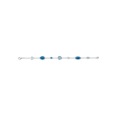 Bracelet Ti Sento en argent plaqué platine et cristal synthétique bleu