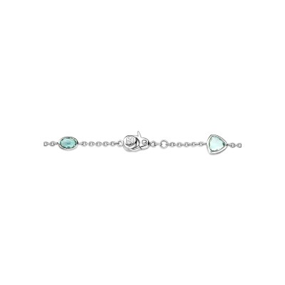 Bracelet Ti Sento en argent plaqué platine et cristal synthétique bleu