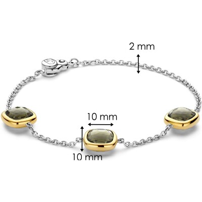 Bracelet Ti Sento en argent doré et pierre syhnthétique kaki