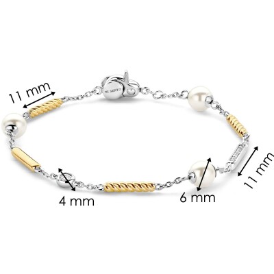 Bracelet Ti Sento en argent doré et oxyde de zirconium, taille S