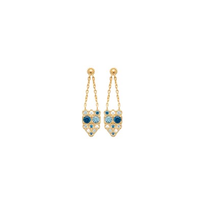 Boucles d'oreilles en plaqué or et pierre synthétique