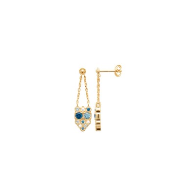 Boucles d'oreilles en plaqué or et pierre synthétique