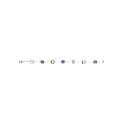 Bracelet Ti Sento en argent doré et cristal synthétique bleu