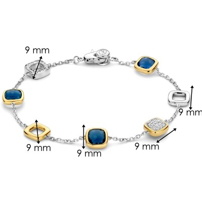 Bracelet Ti Sento en argent doré et cristal synthétique bleu