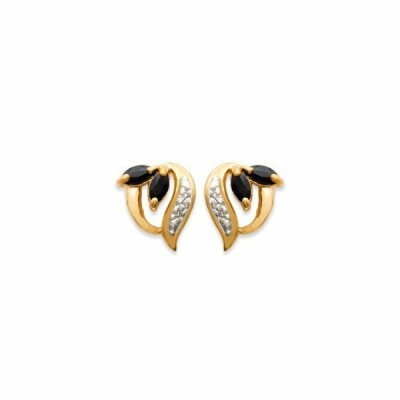 Boucles d'oreilles en plaqué or et pierre véritable