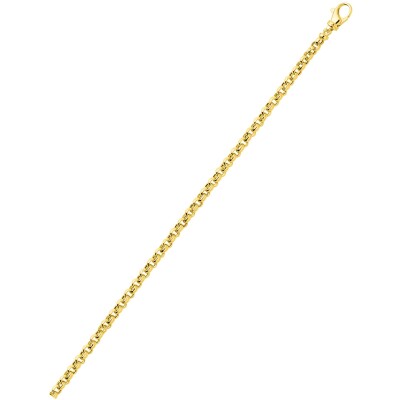 Bracelet maille jaseron creuse ronde en or jaune, taille 18 cm