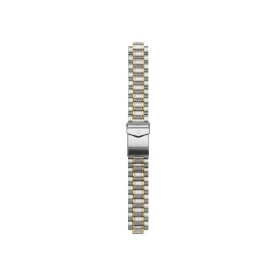 Bracelet montre Rochet Scuba en acier pvd maille paillasson poli et satiné, bicolore doré, anse courbe/tube - 18mm