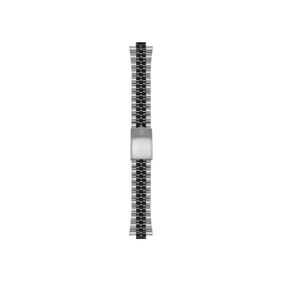 Bracelet montre Rochet Astern en acier pvd maille paillasson poli et satiné, bicolore noir, anse courbe/tube - 18mm