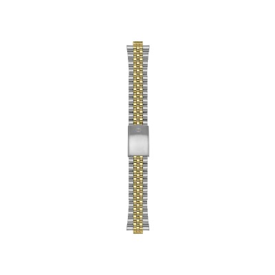 Bracelet montre Rochet Astern en acier maille paillasson poli et satiné, bicolore doré, anse courbe/tube - 18mm