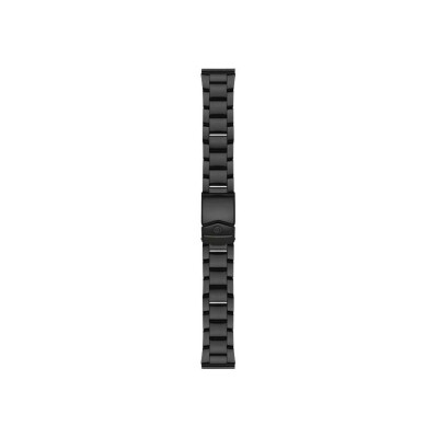 Bracelet montre Rochet Seastar en acier pvd maille paillasson poli et satiné, noir, anse tube - 20-22mm
