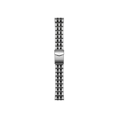 Bracelet montre Rochet Argos en acier pvd maille paillasson poli et satiné, noir, anse tube - 20mm