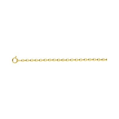 Bracelet maille jaseron creuse ovale en or jaune, taille 19 cm