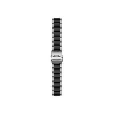 Bracelet montre Rochet Blink en acier pvd maille paillasson poli et satiné, bicolore noir, anse tube - 22-24-26mm