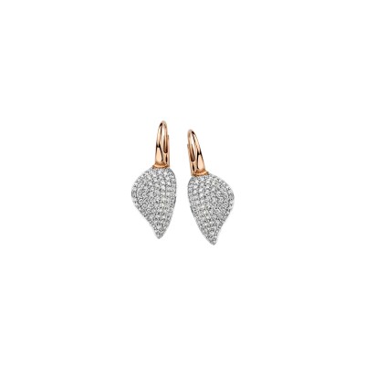 BIGLI Mini Leaves oorbellen in roségoud, witgoud en diamant