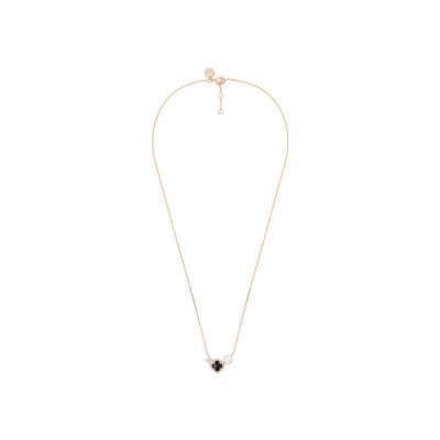 Collier Morganne Bello Bouquet en or rose, onyx, nacre et diamants