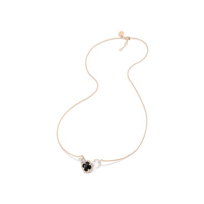 Collier Morganne Bello Bouquet en or rose, onyx, nacre et diamants
