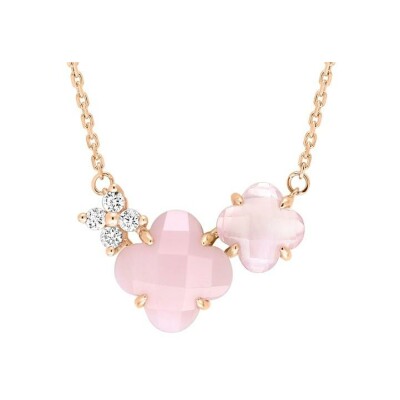 Collier Morganne Bello Bouquet en or rose, opale, quartz rose et diamants