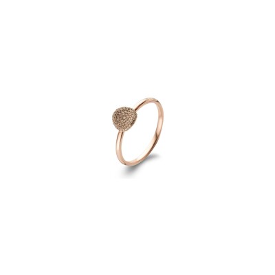 BIGLI Mini Waves ring in roségoud en bruine diamant