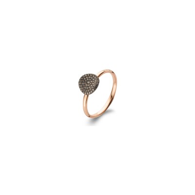 BIGLI Mini Waves ring in roségoud en bruine diamant