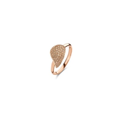 BIGLI Mini Leaves-ring in roségoud en bruine diamant