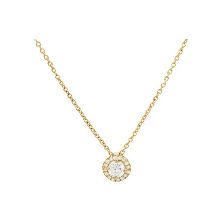 Micropavé certified diamond pendant, yellow gold, diamonds