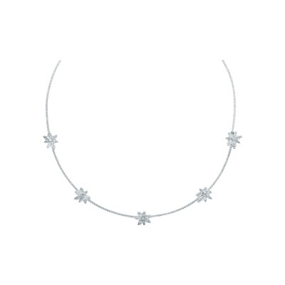 Anémones necklace, white gold, marquise cut diamonds