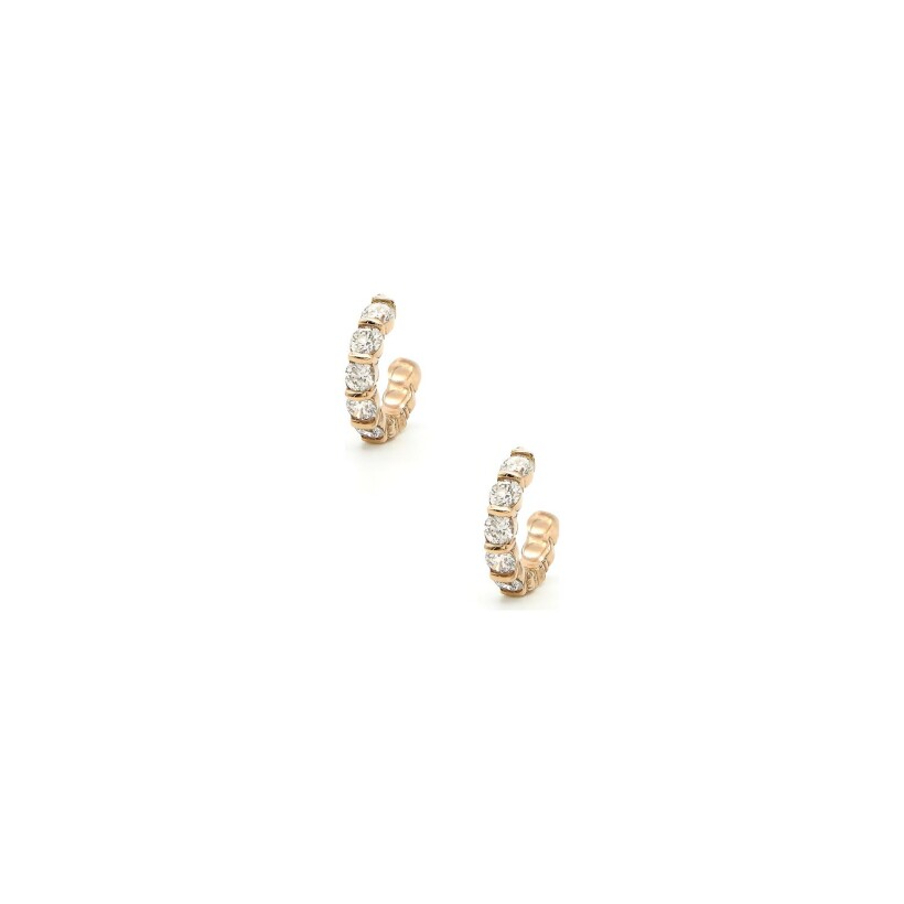 Mini creole earrings, rose gold, diamonds