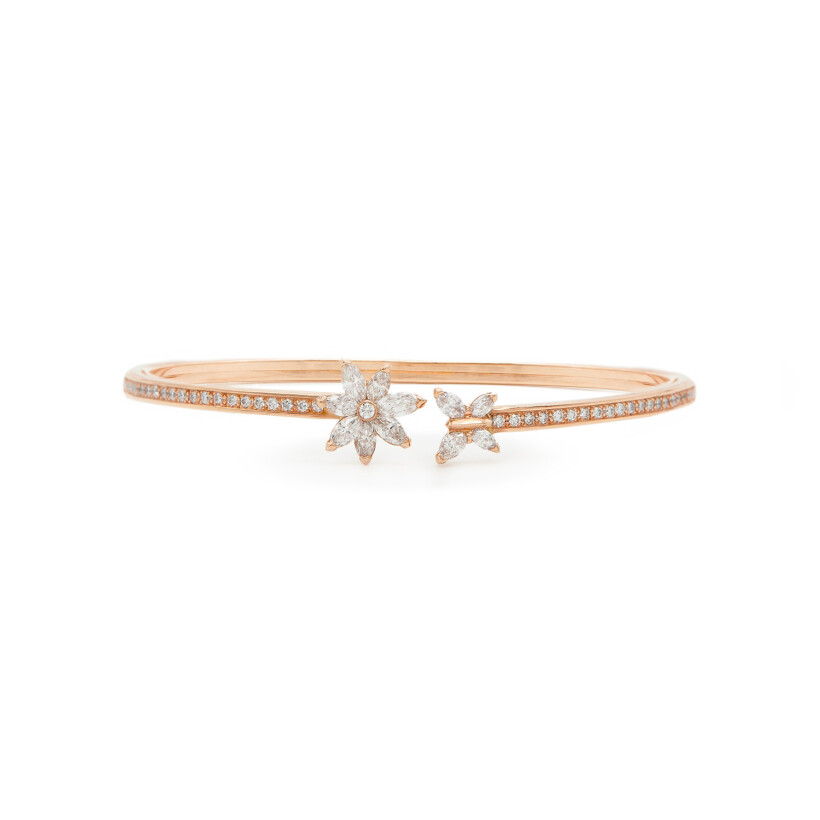 Bracelet Anémones & Papillons diamants taille navette en or rose