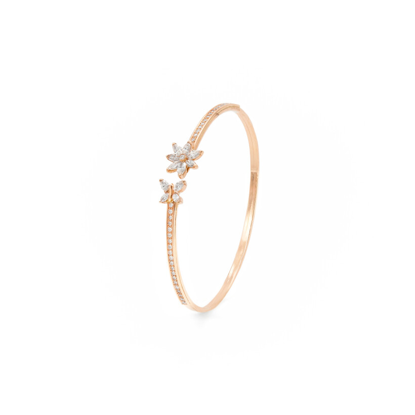 Anémones & Papillons bracelet, rose gold, marquise cut diamonds