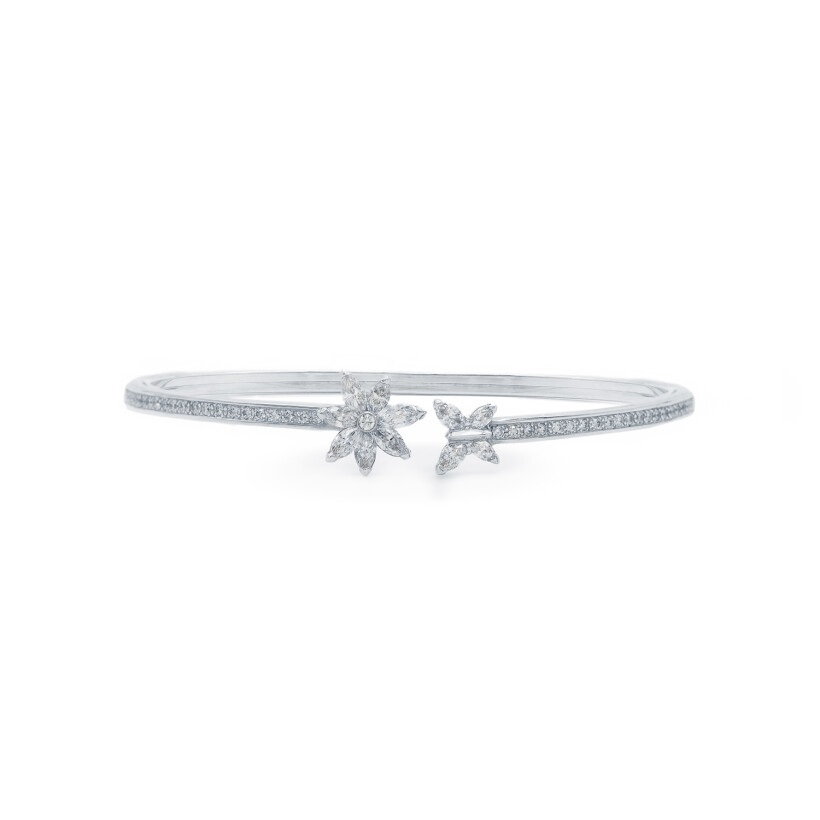 Bracelet Anémones & Papillons diamants taille navette en or blanc