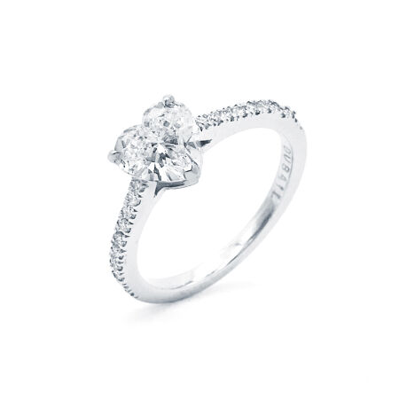 Certified heart shaped diamond solitaire, white gold