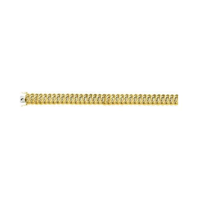 Bracelet chaîne maille américaine creuse 19mm en or jaune, taille 20cm