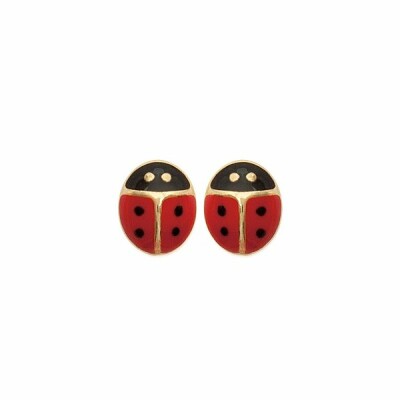 Boucles d'oreilles coccinelles en plaqué or et émail