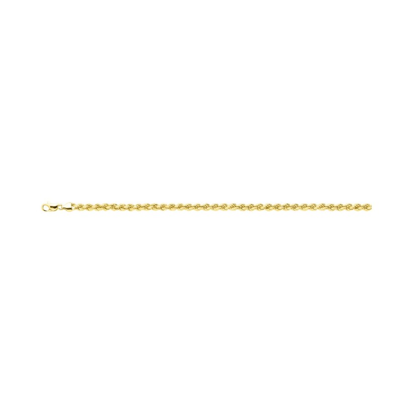 Chaîne corde droite en or jaune, 45cm